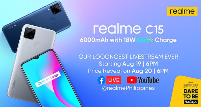 realme to launch 6000mAh, 18W Quick Charge realme C15 on August 20